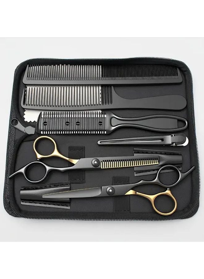 Black Orange Hairdressing Scissors and Comb Set Japan Stainless Hair Thinning Shears 6 Inch - Image 1